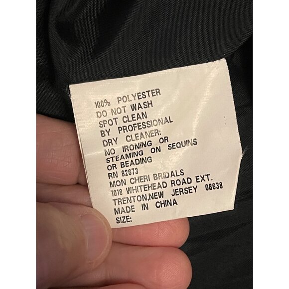 Cameron Blake Black Evening Gown With Beaded Jacket By Mon Cheri Women’s Size 16 - Picture 15 of 16